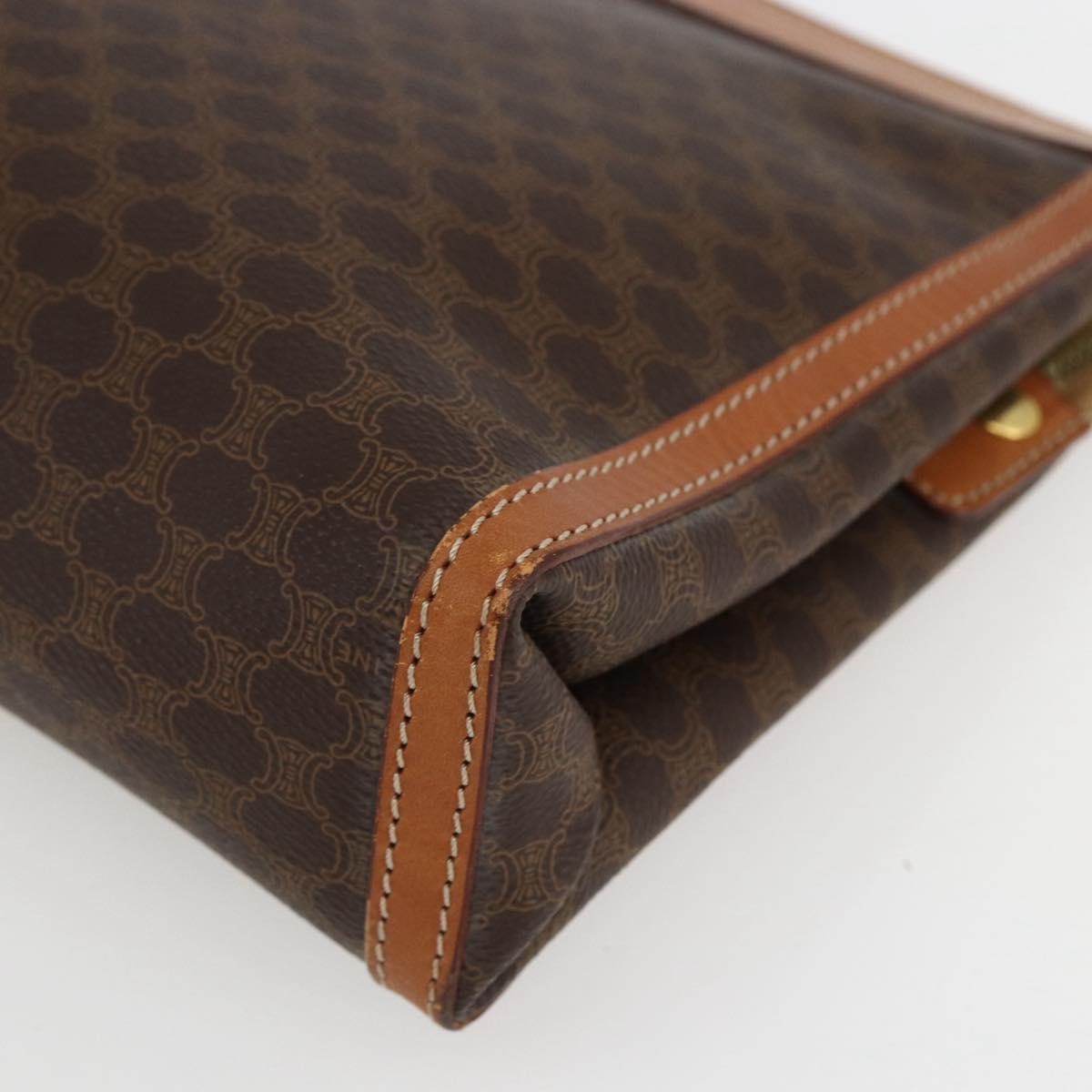 Celine Macadam Pochette Canvas Brown Pvc Clutche & Pouche Bag