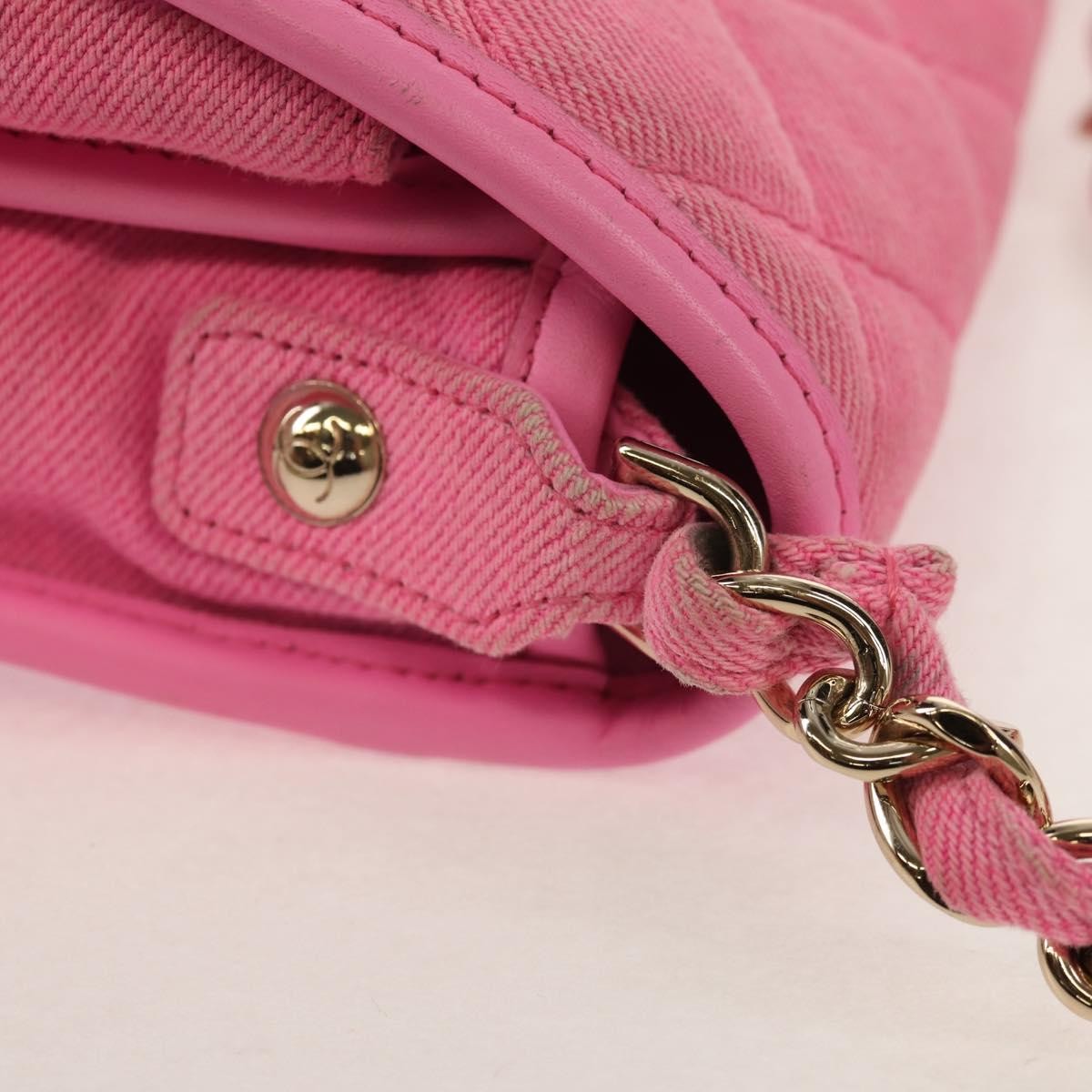 Chanel Flap Messenger Bag Quilted Denim Pink Canvas Shoulder Bag Bag