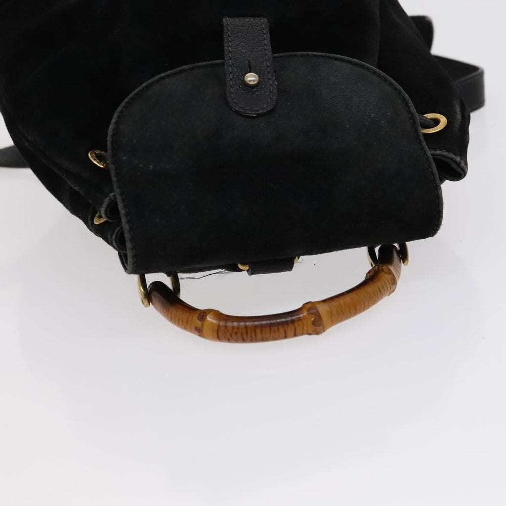 Gucci Gucci Bamboo Backpack Daim Black Suede Backpack Bag (Pre-Owned)