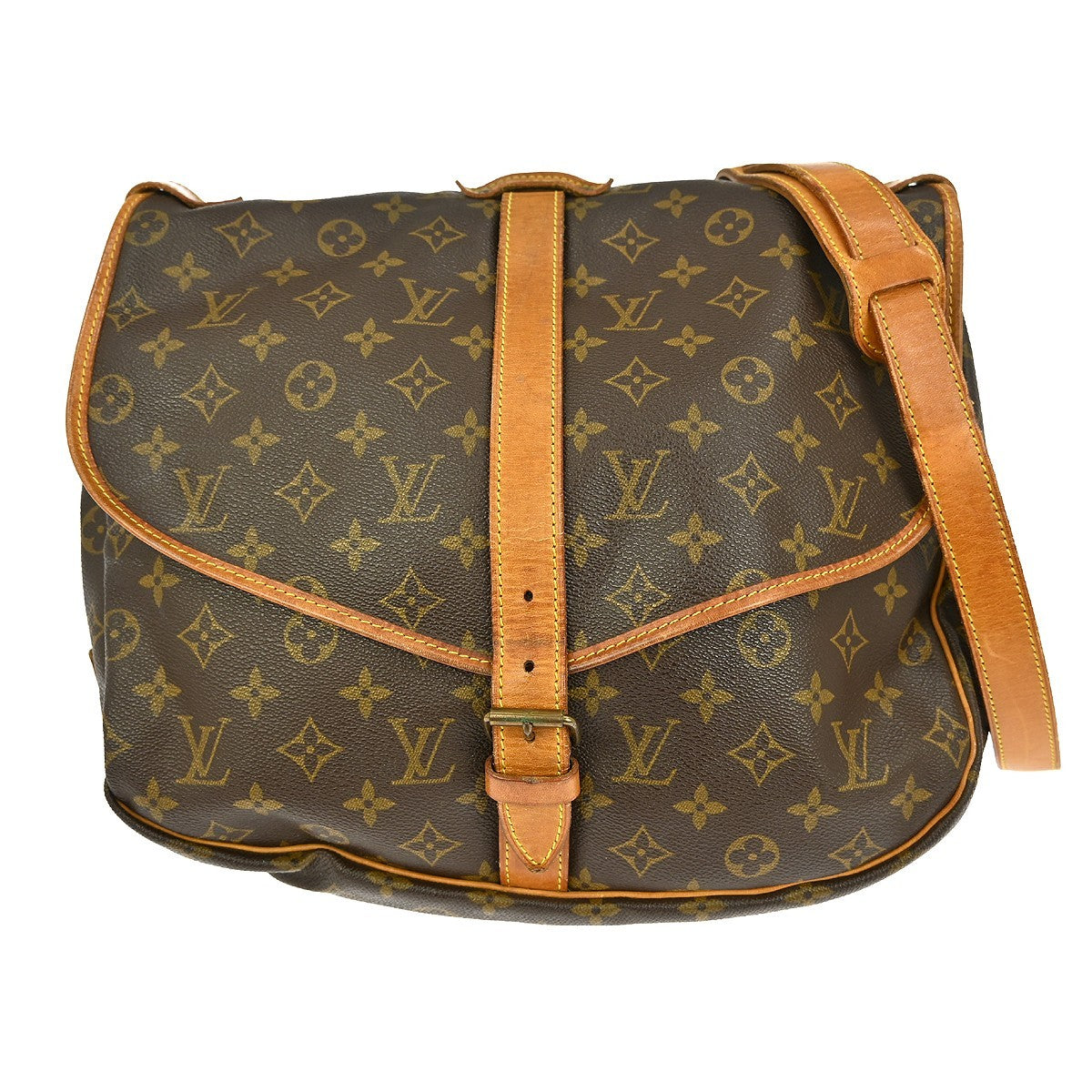 Louis Vuitton Saumur Handbag Monogram Canvas Brown Canvas Shoulder Bag