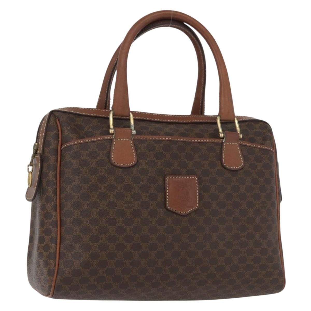 Celine Vintage Macadam Handbag Canvas And Leather Brown Canvas Handbag