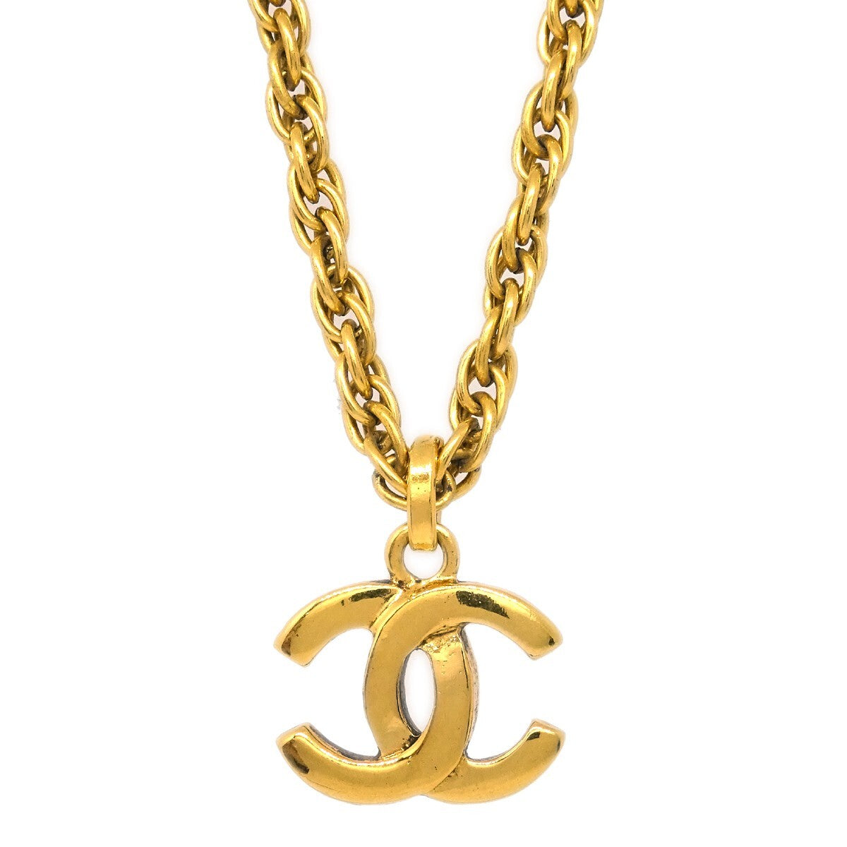 Chanel Cc Pendant Necklace Metal Gold Gold_Plated Necklace Jewelry