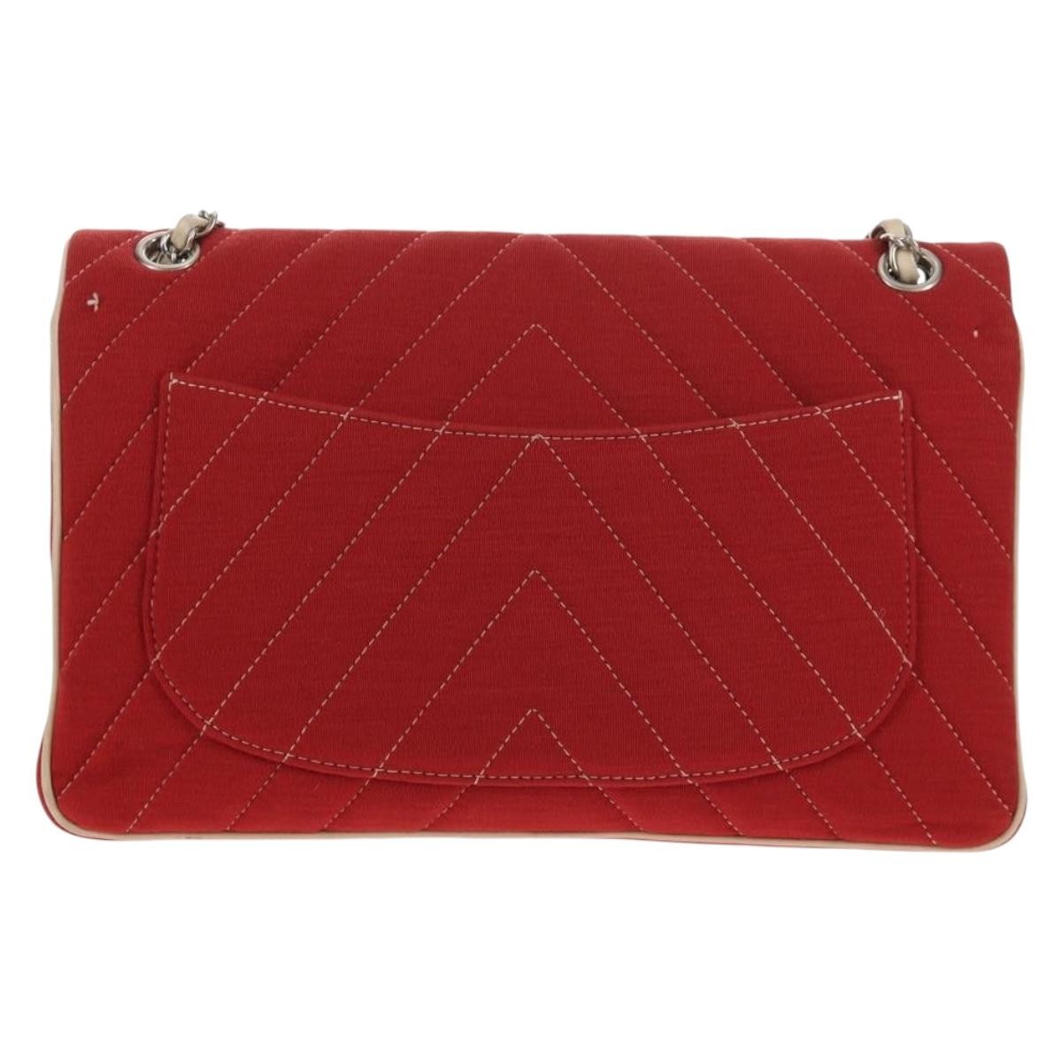 Chanel Leo Lion Flap Bag Chevron Jersey Red Cotton Shoulder Bag Bag
