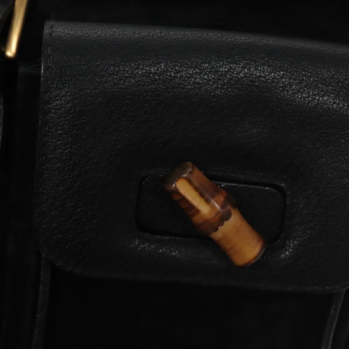 Gucci Vintage Bamboo Backpack Suede Black Suede Backpack Bag (Pre-Owned)