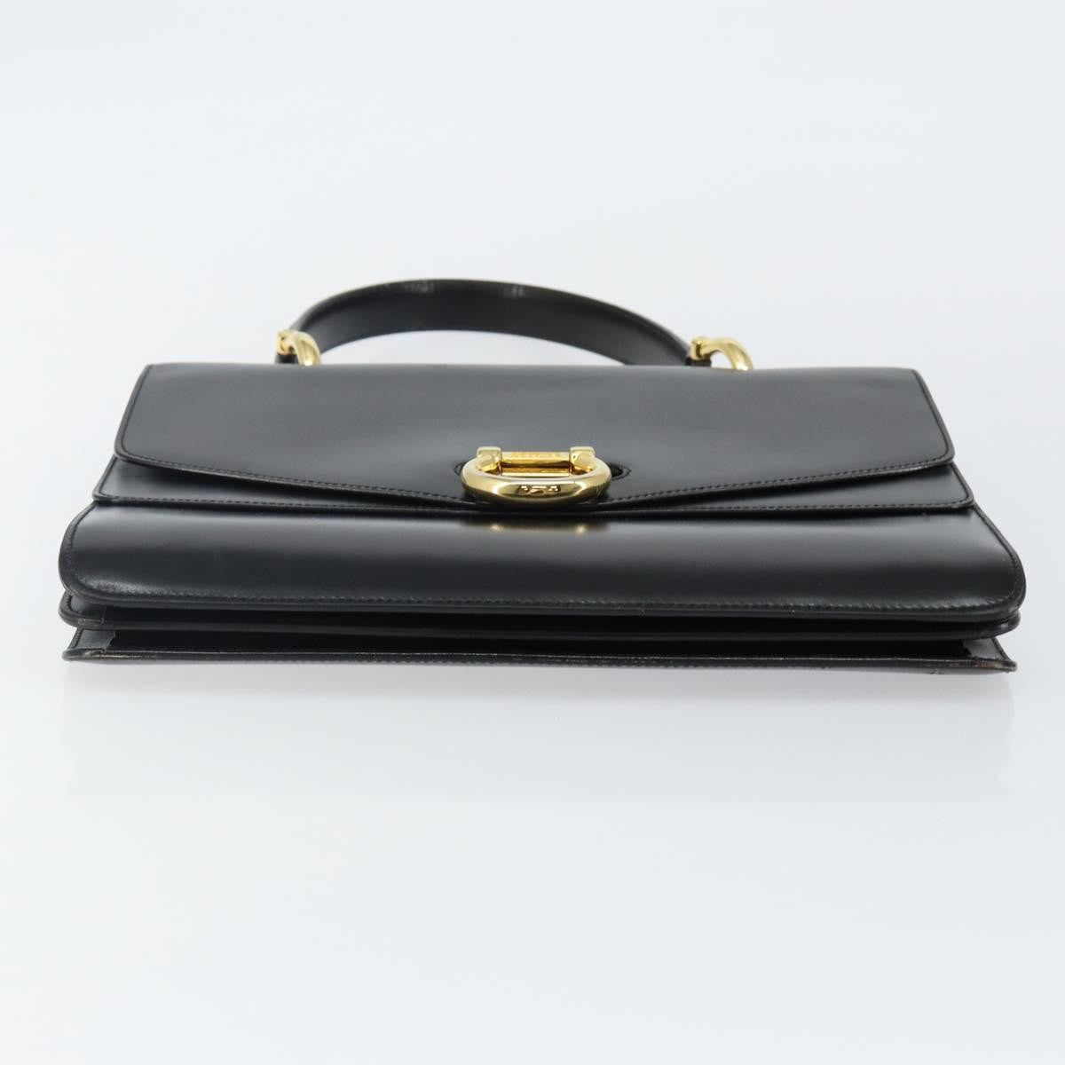 Celine Vintage Top Handle Bag Glazed Leather Black Leather Bag