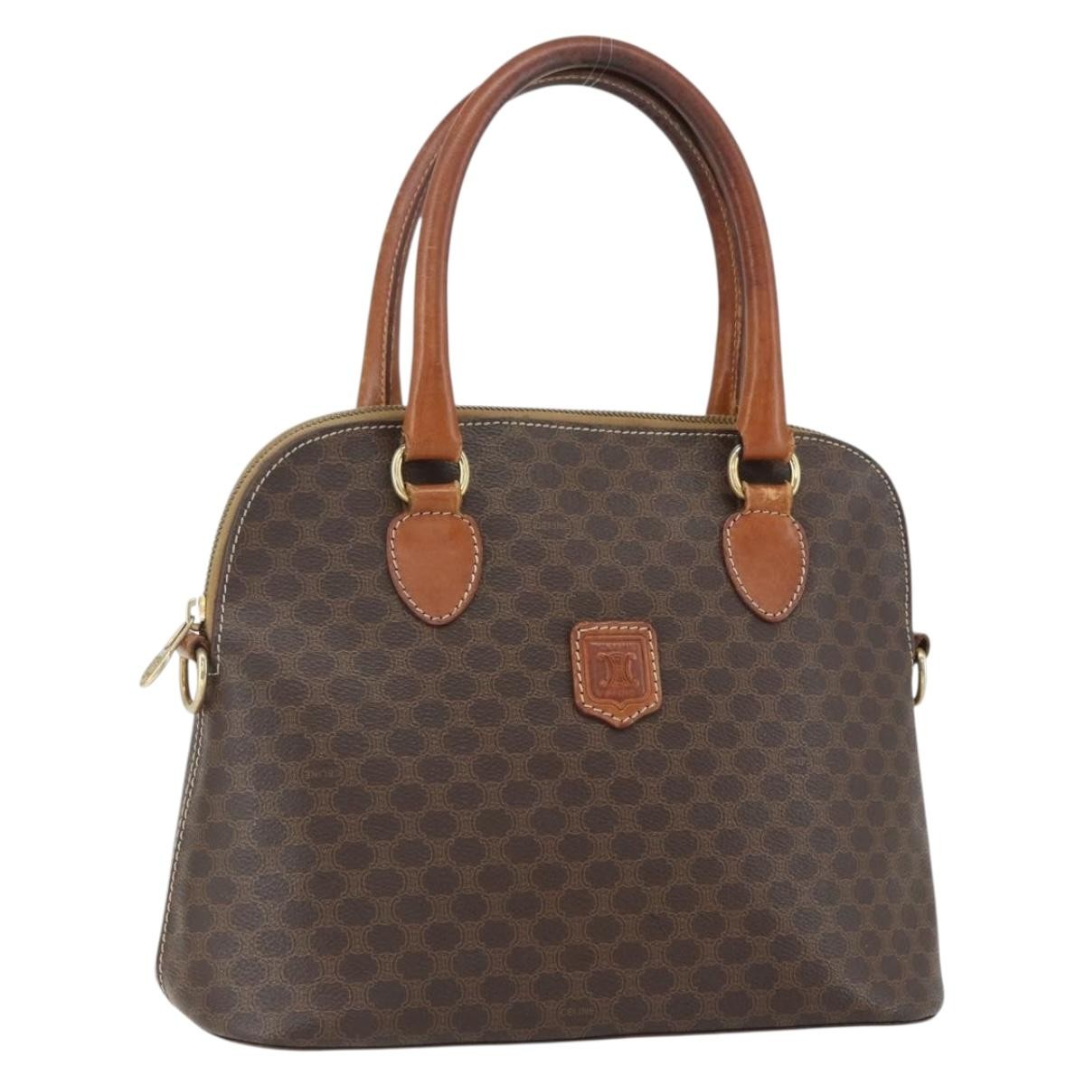 Celine Vintage Macadam Handbag Canvas And Leather Brown Canvas Handbag