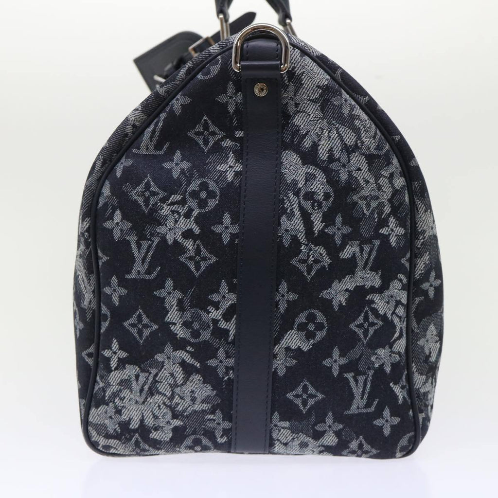 Louis Vuitton Keepall Bandouliere Bag Monogram Tapestry Canvas Navy Canvas Bag