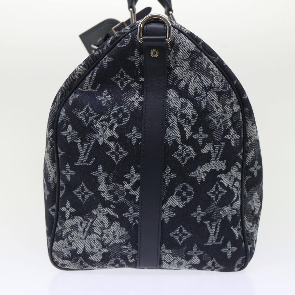 Louis Vuitton Keepall Bandouliere Bag Monogram Tapestry Canvas Navy Canvas Bag