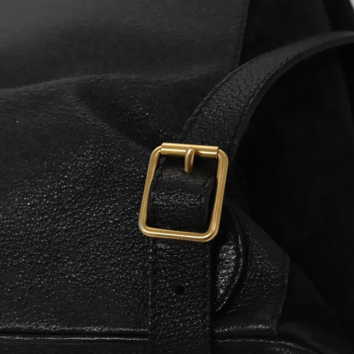 Gucci Vintage Bamboo Backpack Suede And Leather Black Suede Backpack Bag (Pre-Owned)