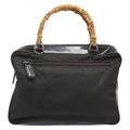 Gucci Vintage Bamboo Handle Bag Nylon Brown Nylon Handbag (Pre-Owned)