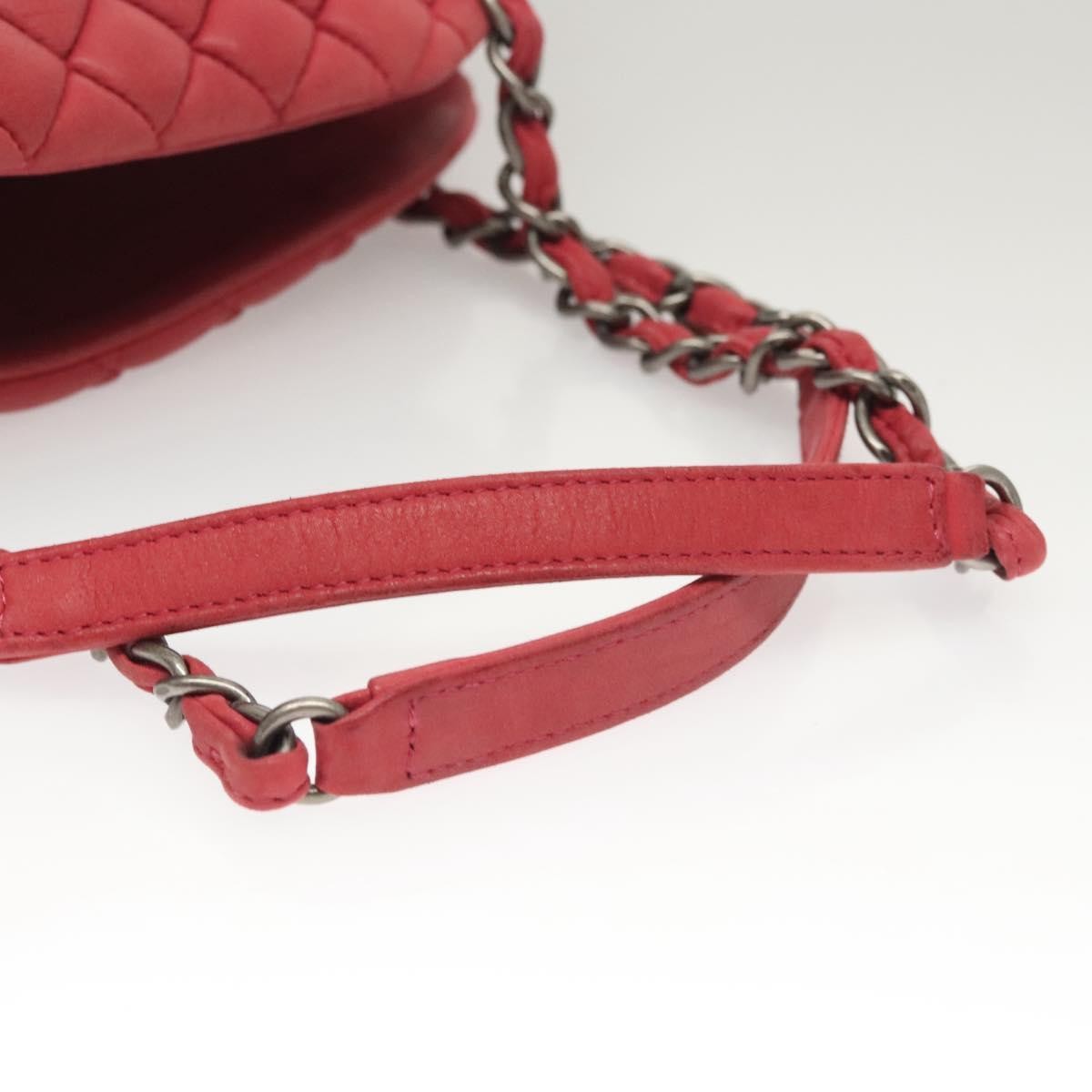 Chanel Matelasse Chain Shoulder Bag Leather Pink Leather Handbag