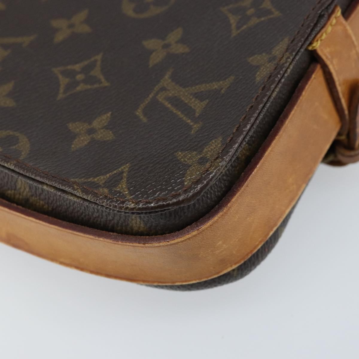 Louis Vuitton Cartouchiere Handbag Monogram Canvas Brown Canvas Shoulder Bag