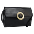 Celine Vintage Circle Logo Crossbody Bag Leather Black Leather Bag