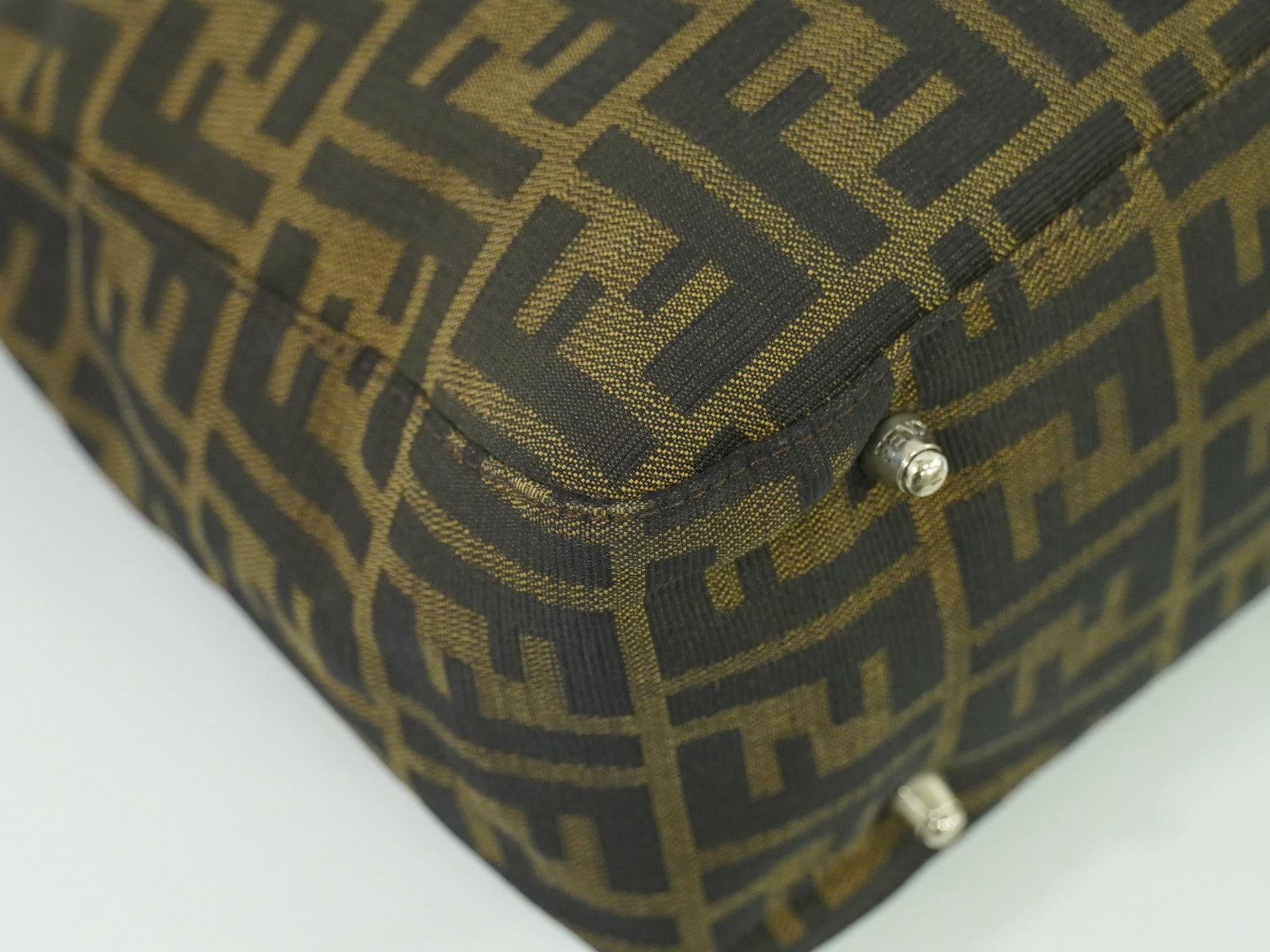 Fendi Zucca Tote Bag Ff Motif Brown Canvas Handbag