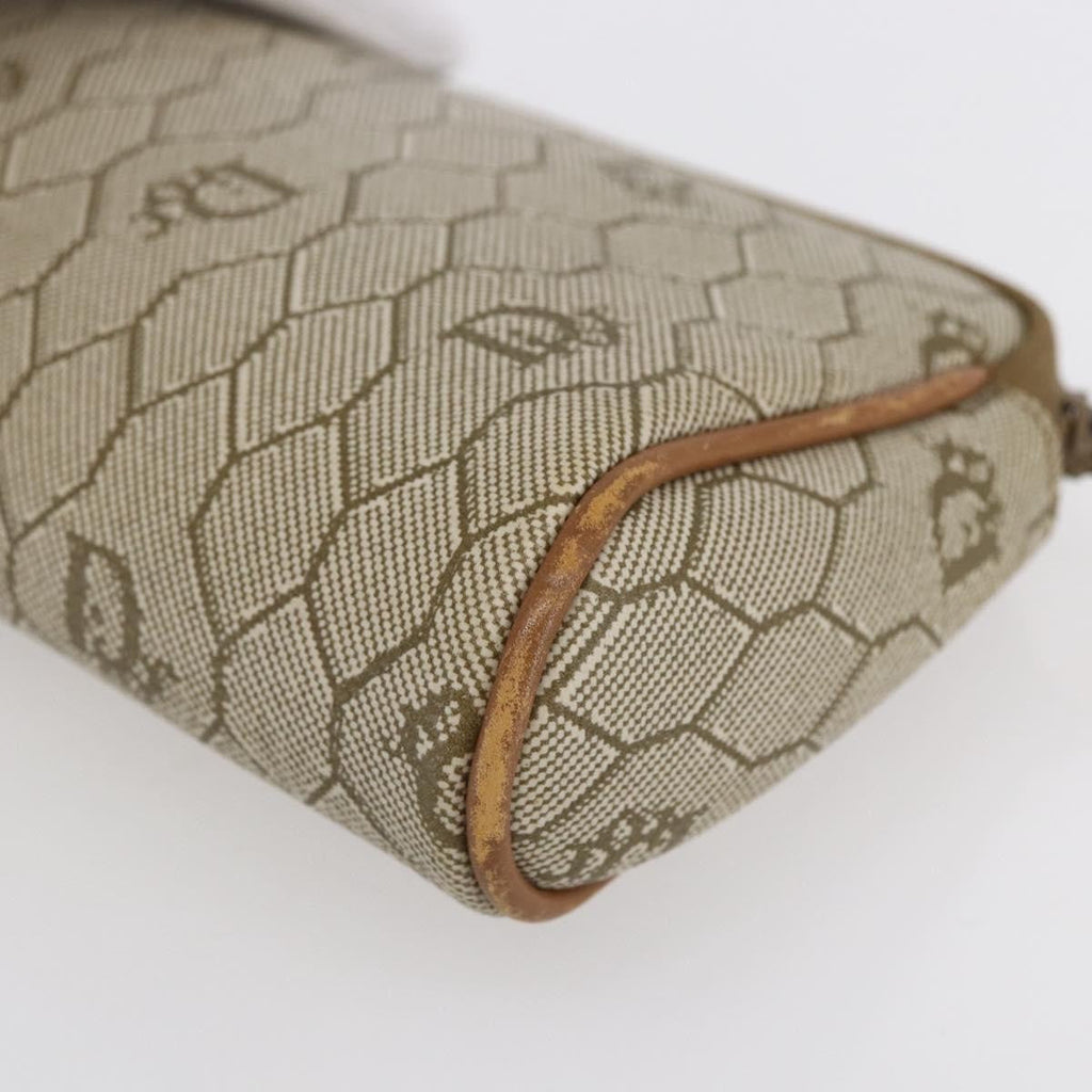 Christian Dior Vintage Honeycomb Zip Pouch Canvas And Leather Beige Canvas Clutche & Pouche Bag (Pre-Owned)