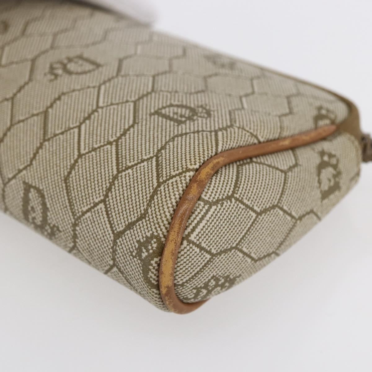 Christian Dior Vintage Honeycomb Zip Pouch Canvas And Leather Beige Canvas Clutche & Pouche Bag (Pre-Owned)