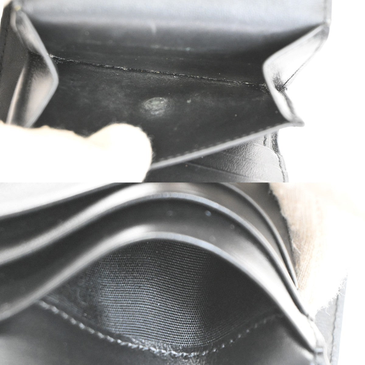 Celine Triomphe Trifold Wallet Leather Black Leather Wallets Accessory