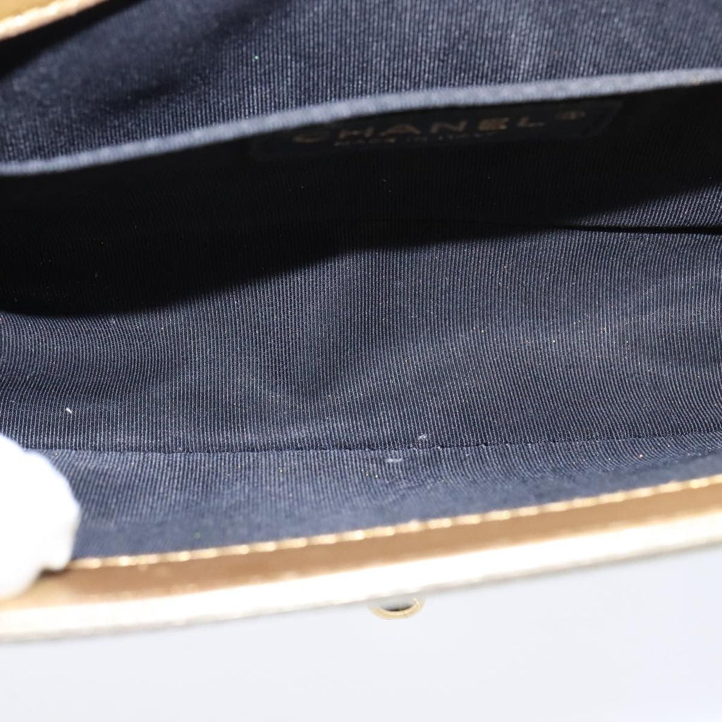 Chanel Boy Flap Bag Quilted Patent Gold Patent_Leather Shoulder Bag Bag