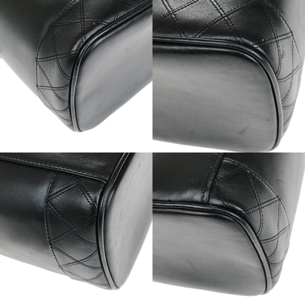 Chanel Vanity Pouch Leather Black Leather Bag