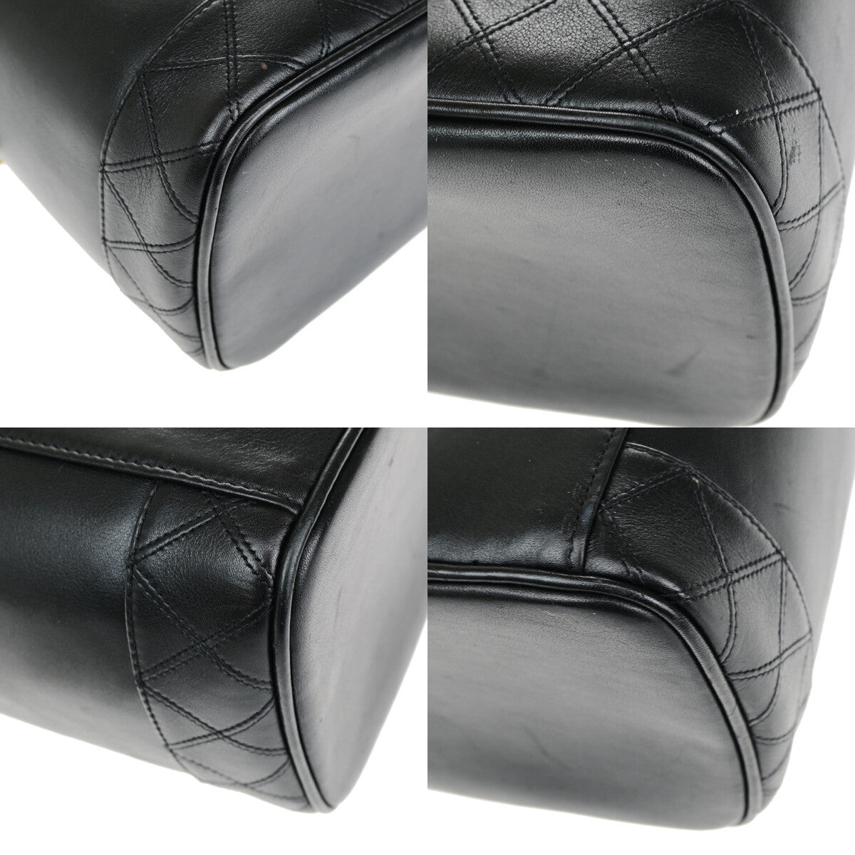 Chanel Vanity Pouch Leather Black Leather Bag
