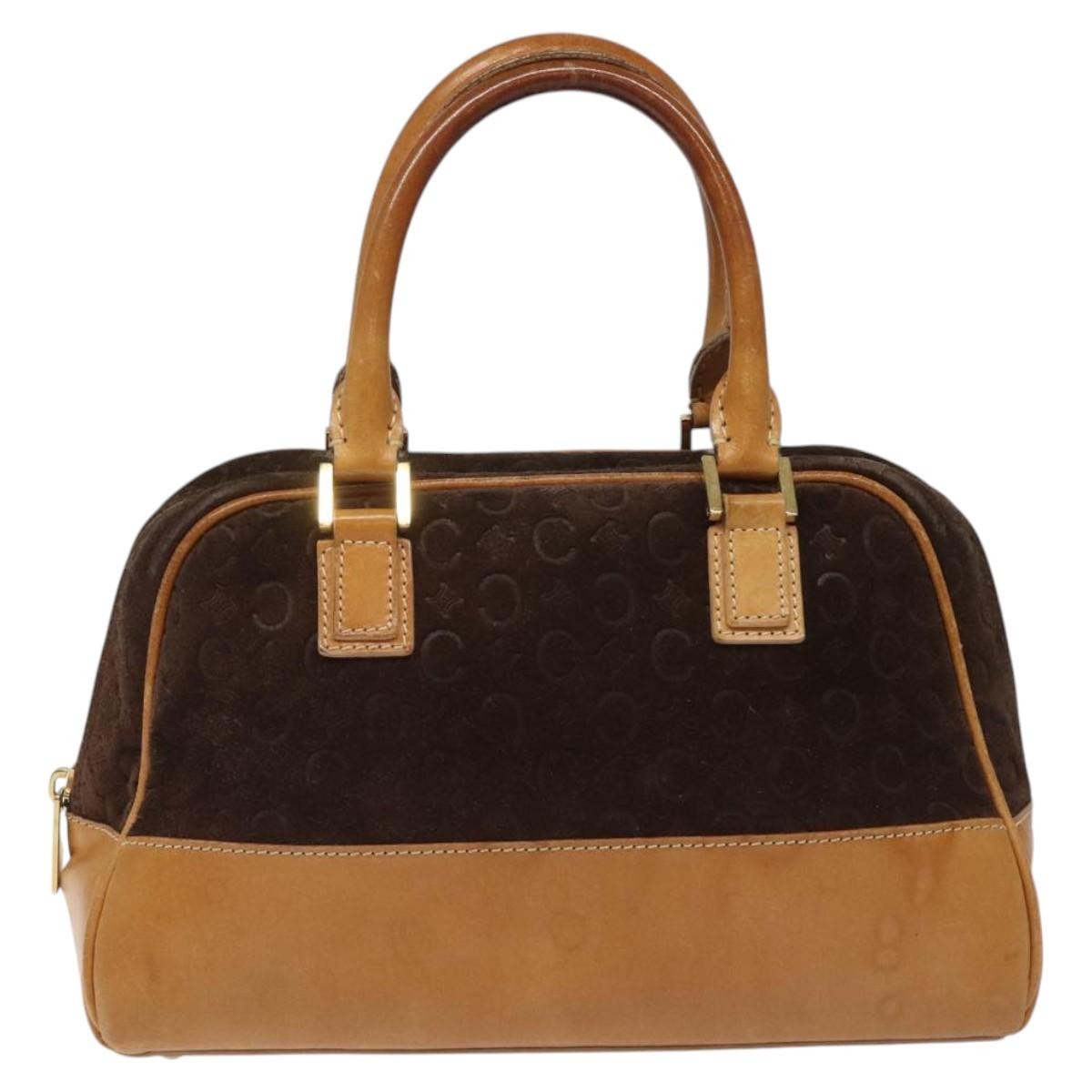 Celine C Macadam Handbag Suede And Leather Brown Suede Handbag