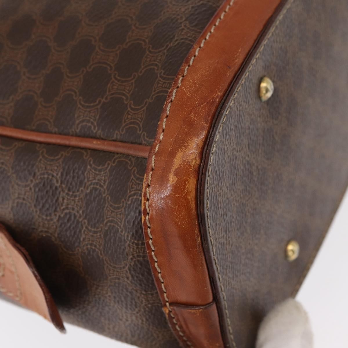 Celine Vintage Macadam Handbag Canvas And Leather Brown Canvas Handbag