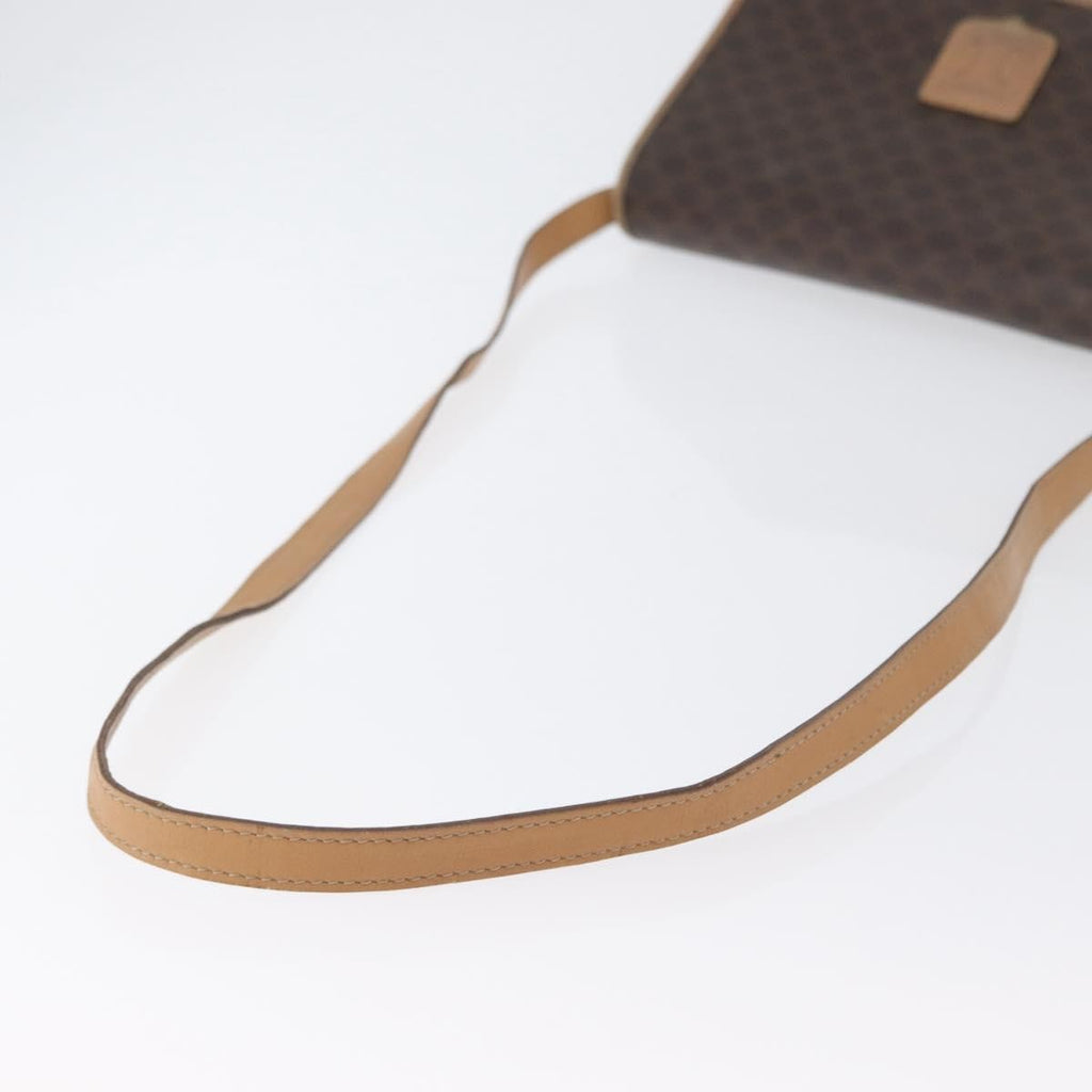 Celine Vintage Macadam Shoulder Bag Canvas And Leather Brown Canvas Shoulder Bag Bag