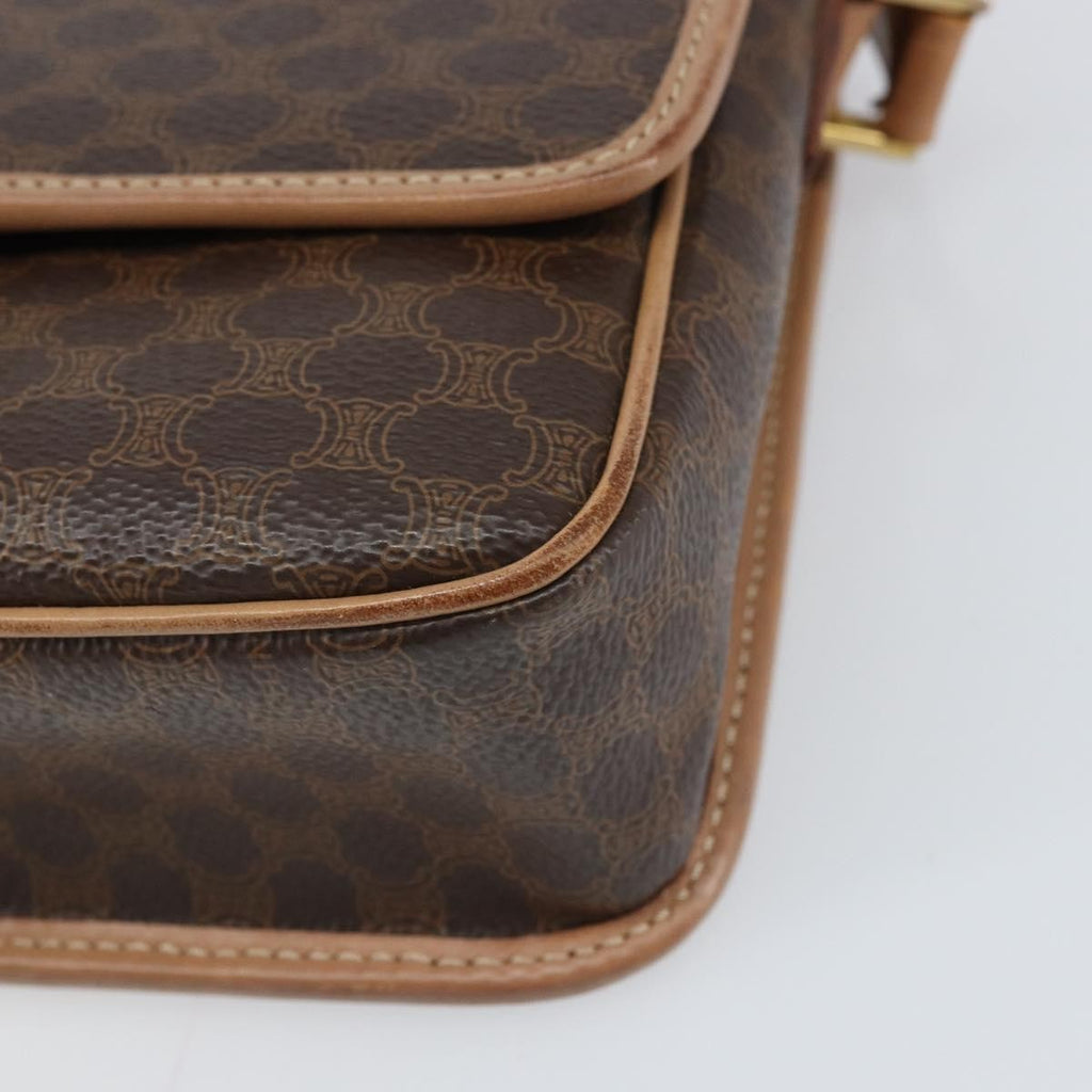 Celine Vintage Macadam Circle Logo Shoulder Bag Canvas And Leather Brown Pvc Shoulder Bag Bag