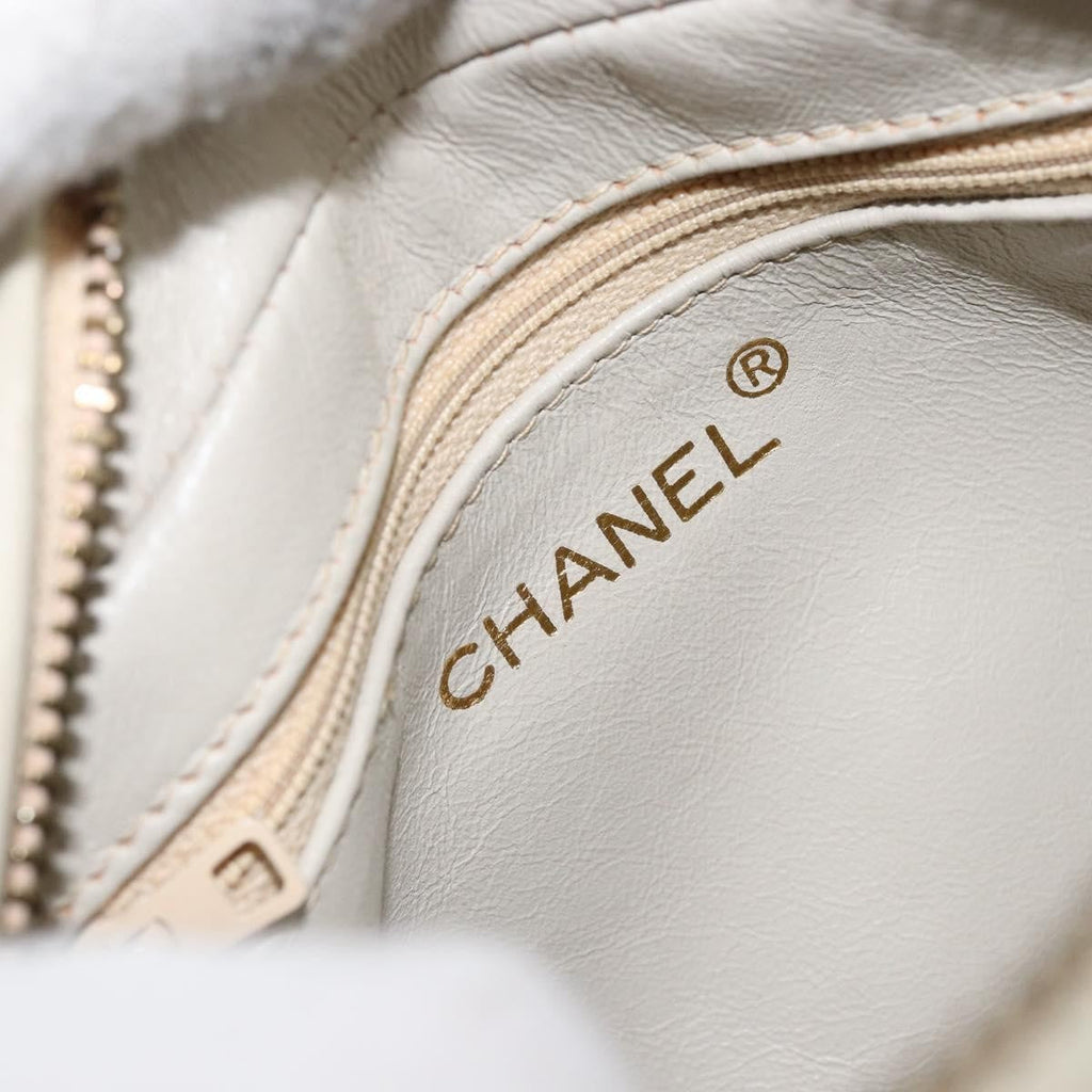 Chanel Vintage Front Pocket Camera Bag Quilted Lambskin Beige Leather Shoulder Bag Bag