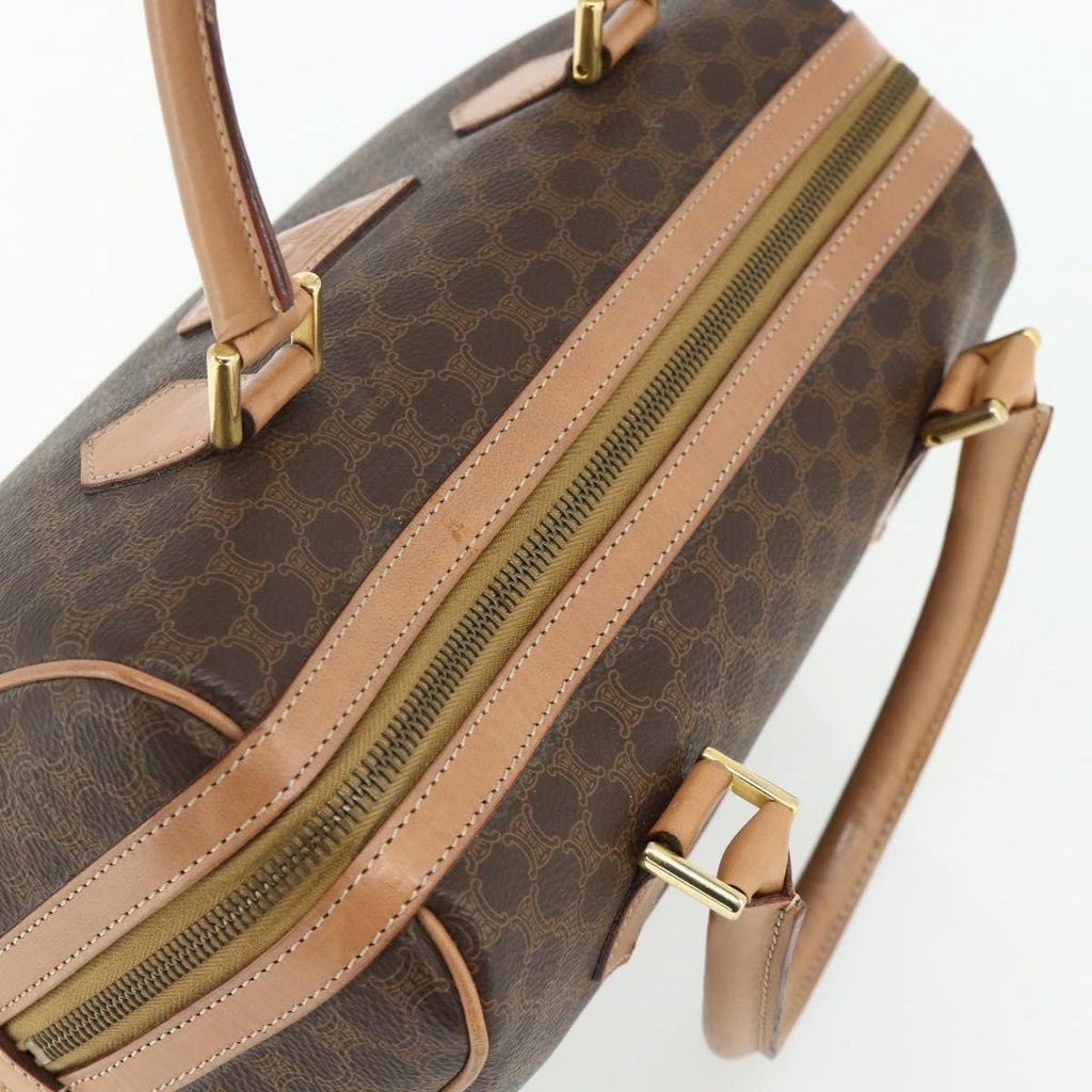 Celine Vintage Macadam Boston Bag Canvas And Leather Brown Canvas Handbag