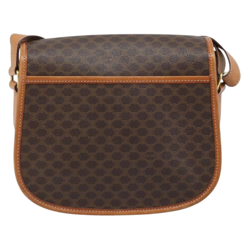 Celine Vintage Macadam Shoulder Bag Canvas And Leather Brown Canvas Shoulder Bag Bag