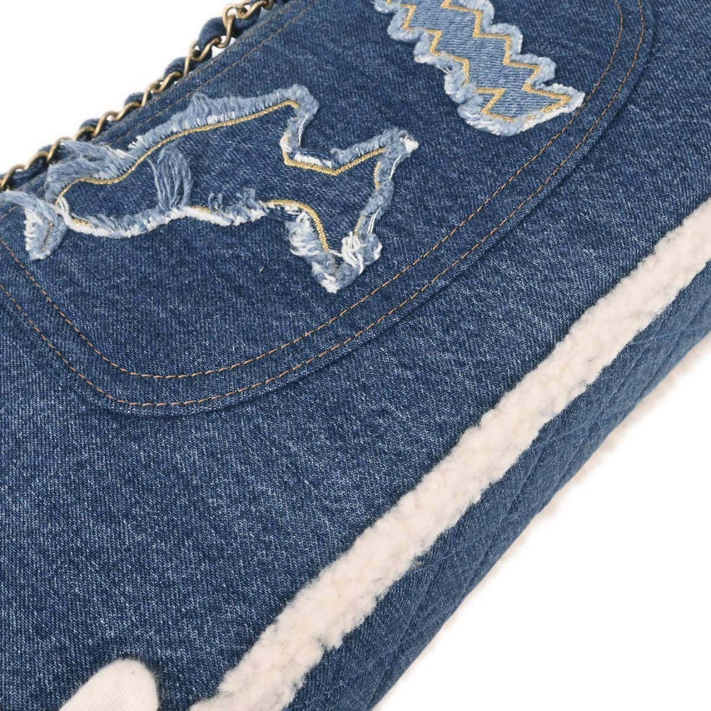 Chanel Egyptian Hieroglyph Flap Bag Denim And Shearling Blue Denim_Jeans Shoulder Bag Bag