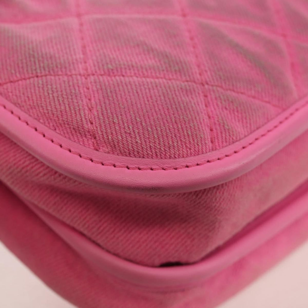 Chanel Flap Messenger Bag Quilted Denim Pink Canvas Shoulder Bag Bag