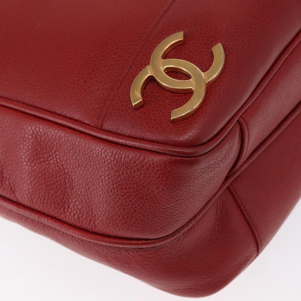 Chanel Vintage Metal Cc Shoulder Bag Caviar Red Leather Shoulder Bag Bag