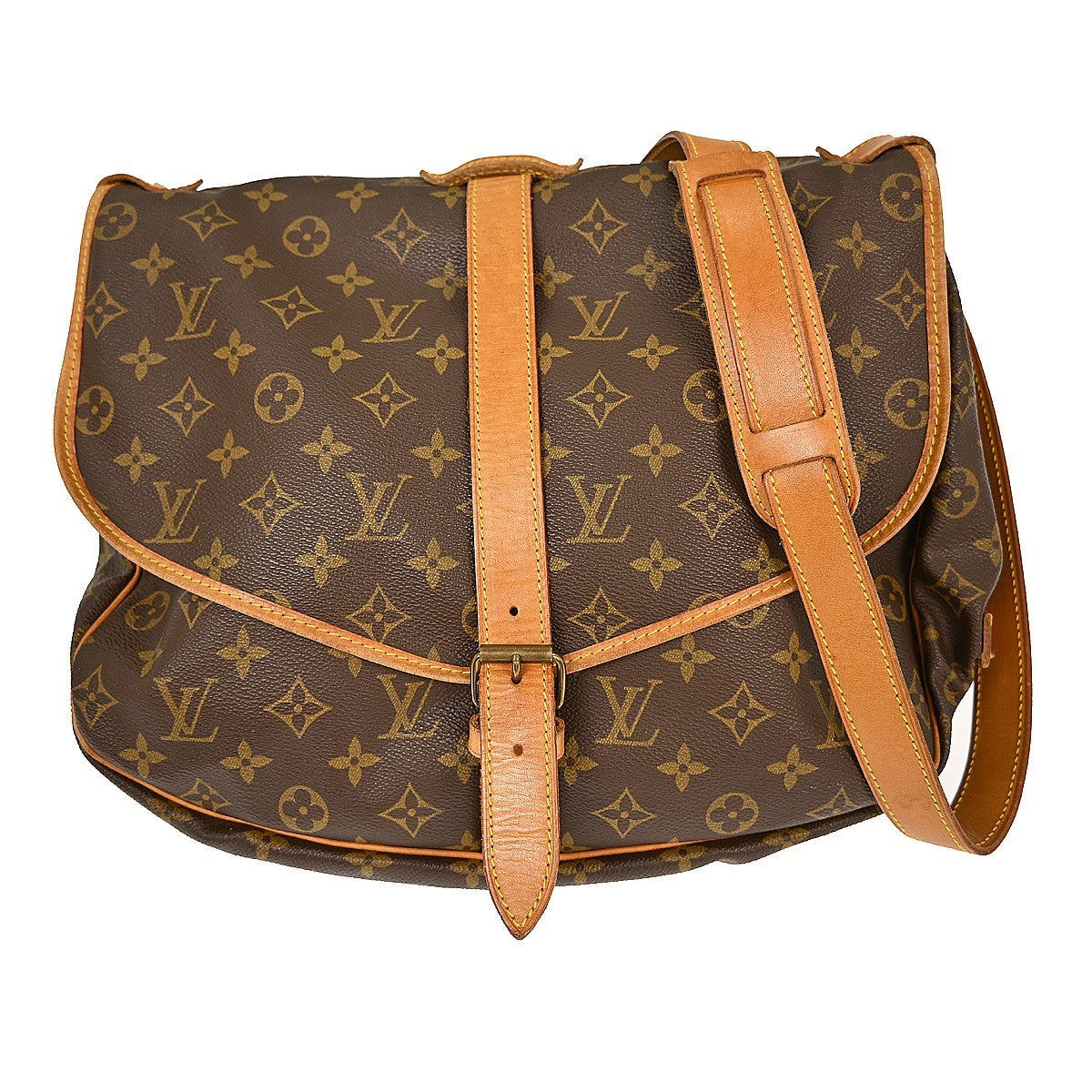 Louis Vuitton Saumur Handbag Monogram Canvas Brown Canvas Shoulder Bag