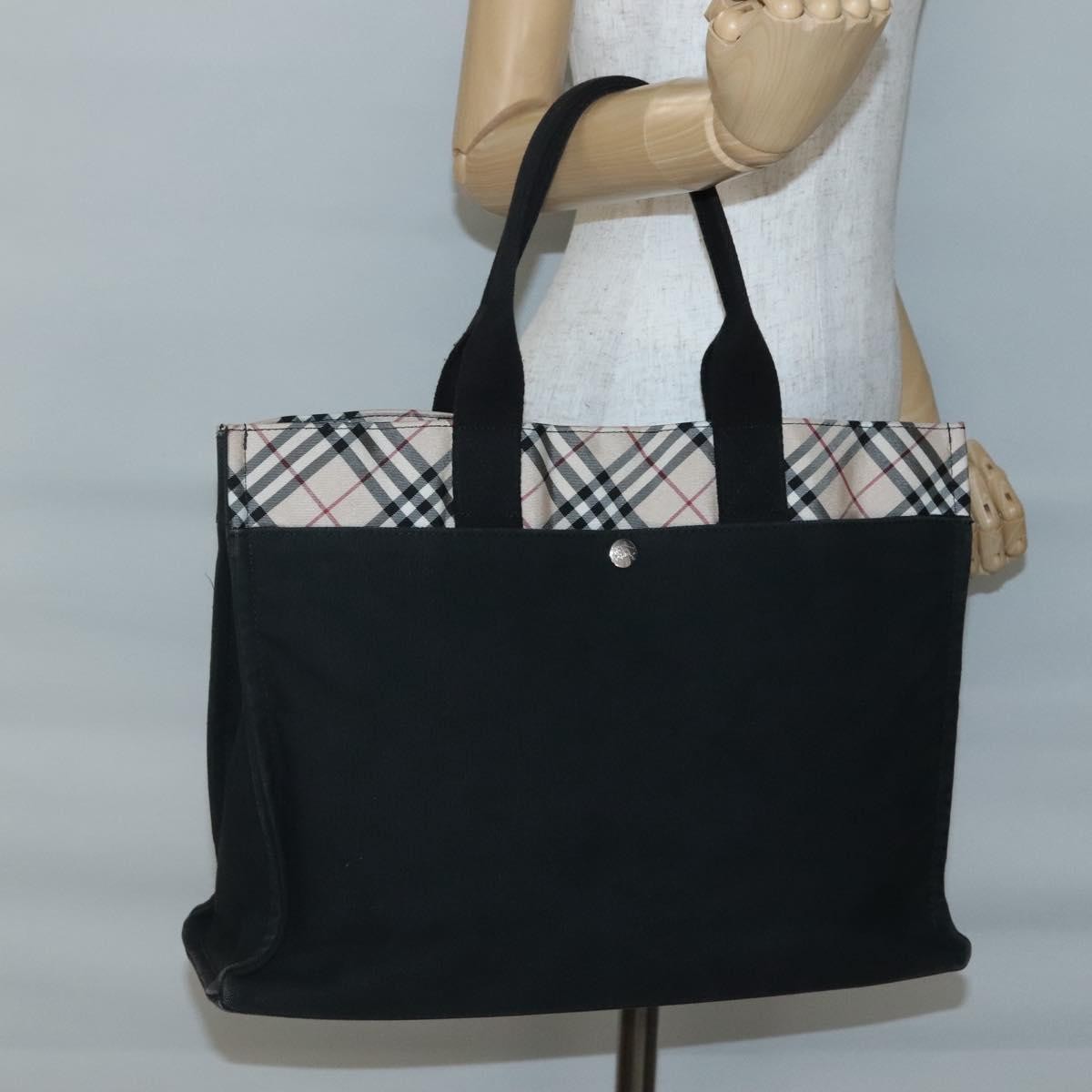 Burberry Nova Check Tote Canvas Check Pattern Black Canvas Tote Bag