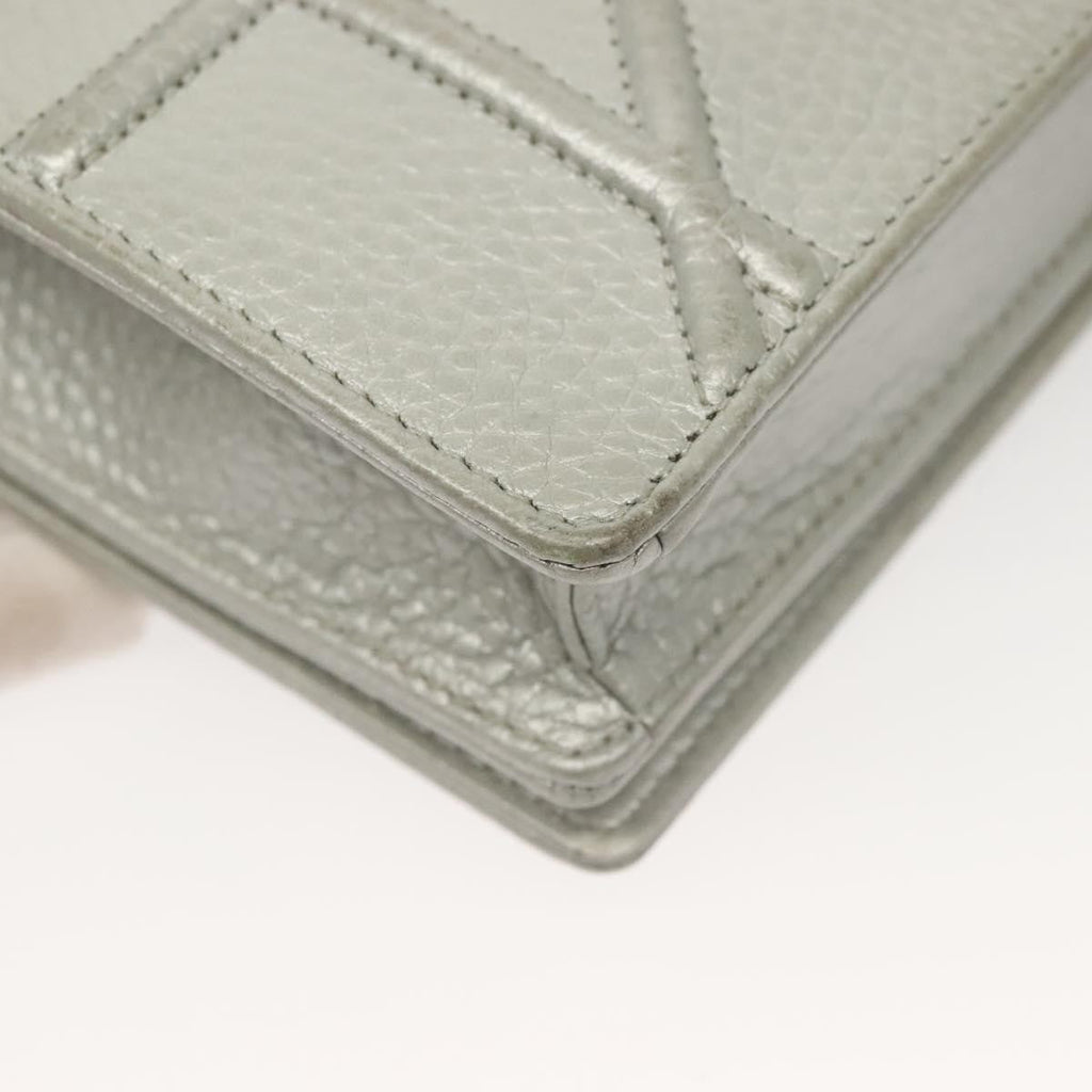 Christian Dior Diorama Wallet On Chain Leather Silver Leather Bag (Pre-Owned)