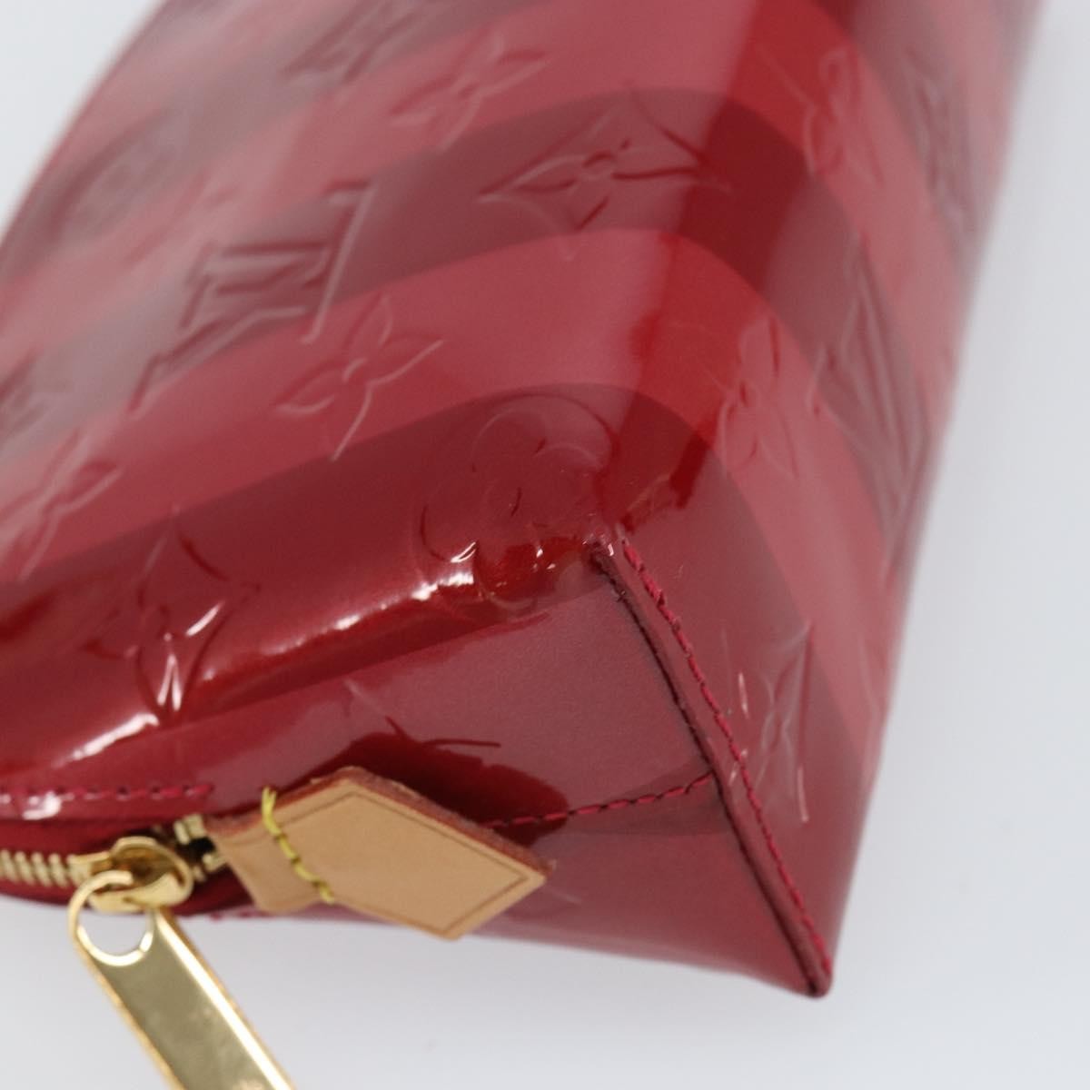 Louis Vuitton Cosmetic Pouch Limited Edition Monogram Vernis Rayures Red Patent_Leather Bag