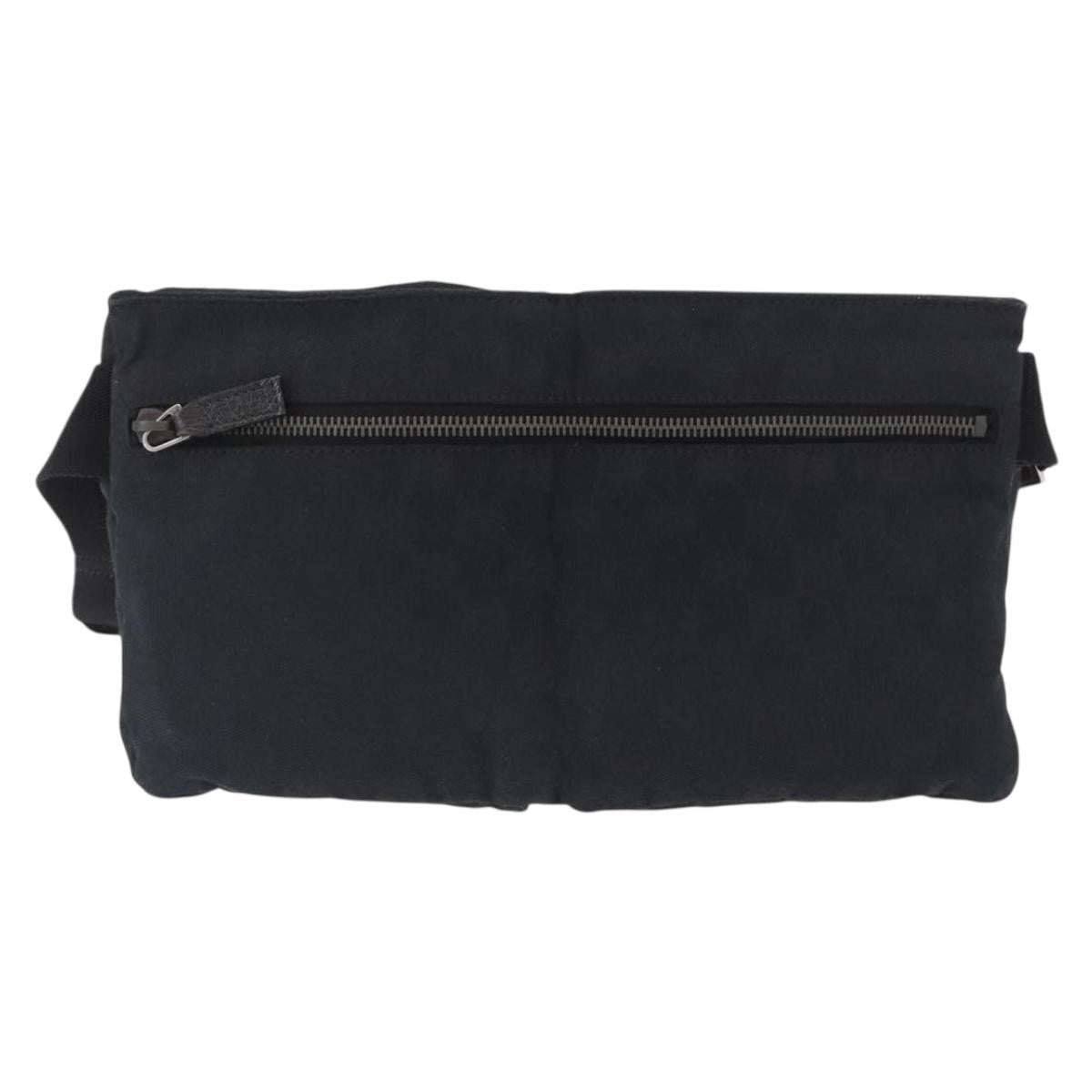 Gucci Vintage Double Belt Bag Gg Canvas With Leather Black Canvas Clutche & Pouche Bag (Pre-Owned)