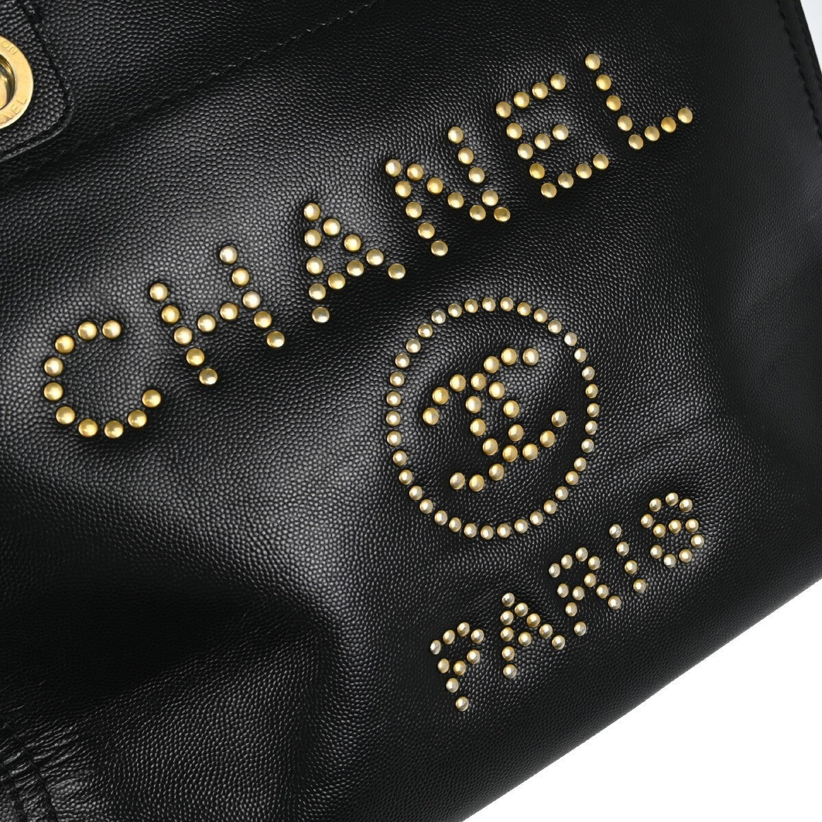Chanel Deauville Tote Studded Caviar Black Leather Tote Bag Bag