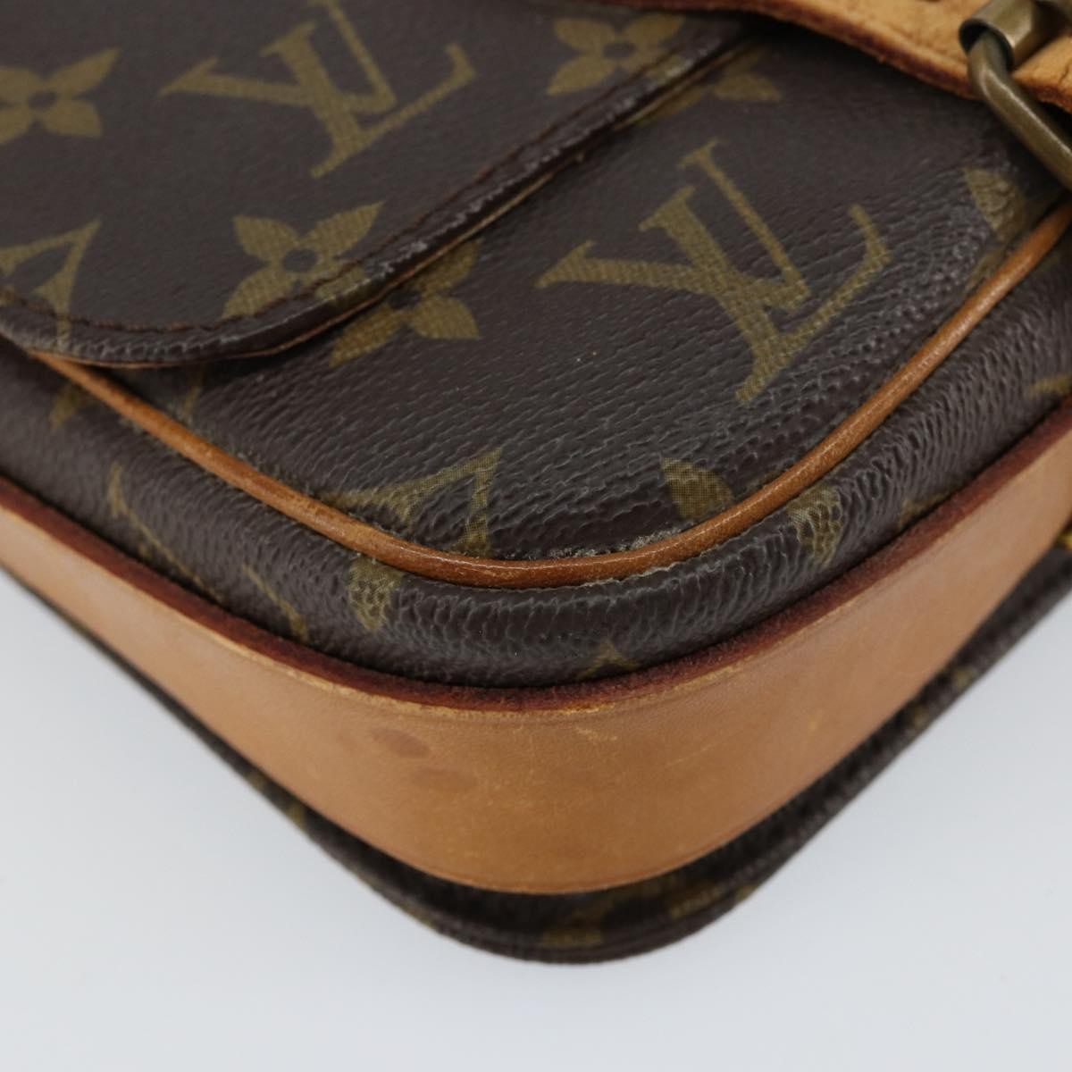 Louis Vuitton Cartouchiere Handbag Monogram Canvas Brown Canvas Shoulder Bag
