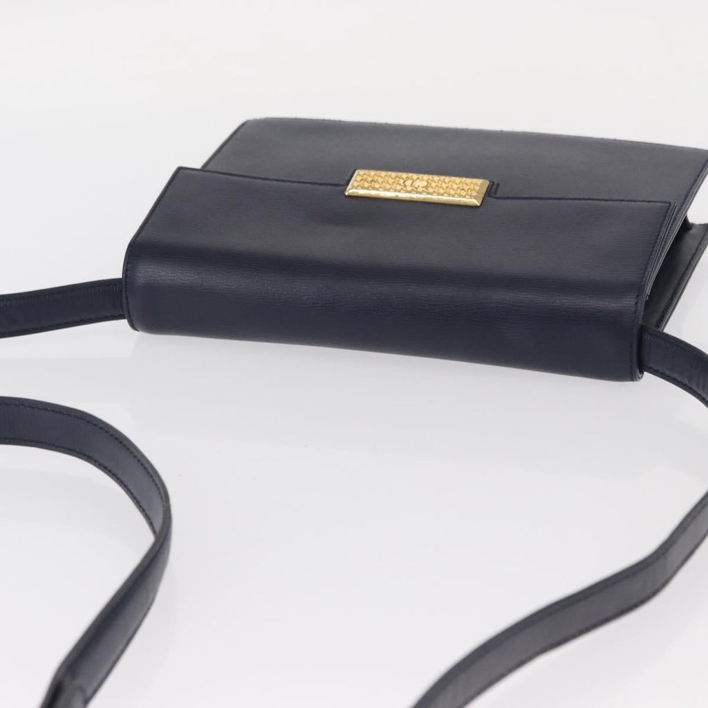 Christian Dior Vintage Cd Flap Shoulder Bag Leather Navy Leather Shoulder Bag Bag (Pre-Owned)