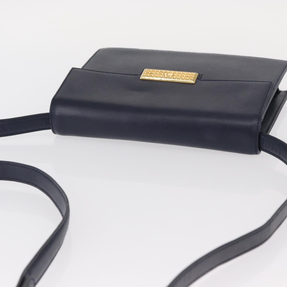 Christian Dior Vintage Cd Flap Shoulder Bag Leather Navy Leather Shoulder Bag Bag (Pre-Owned)