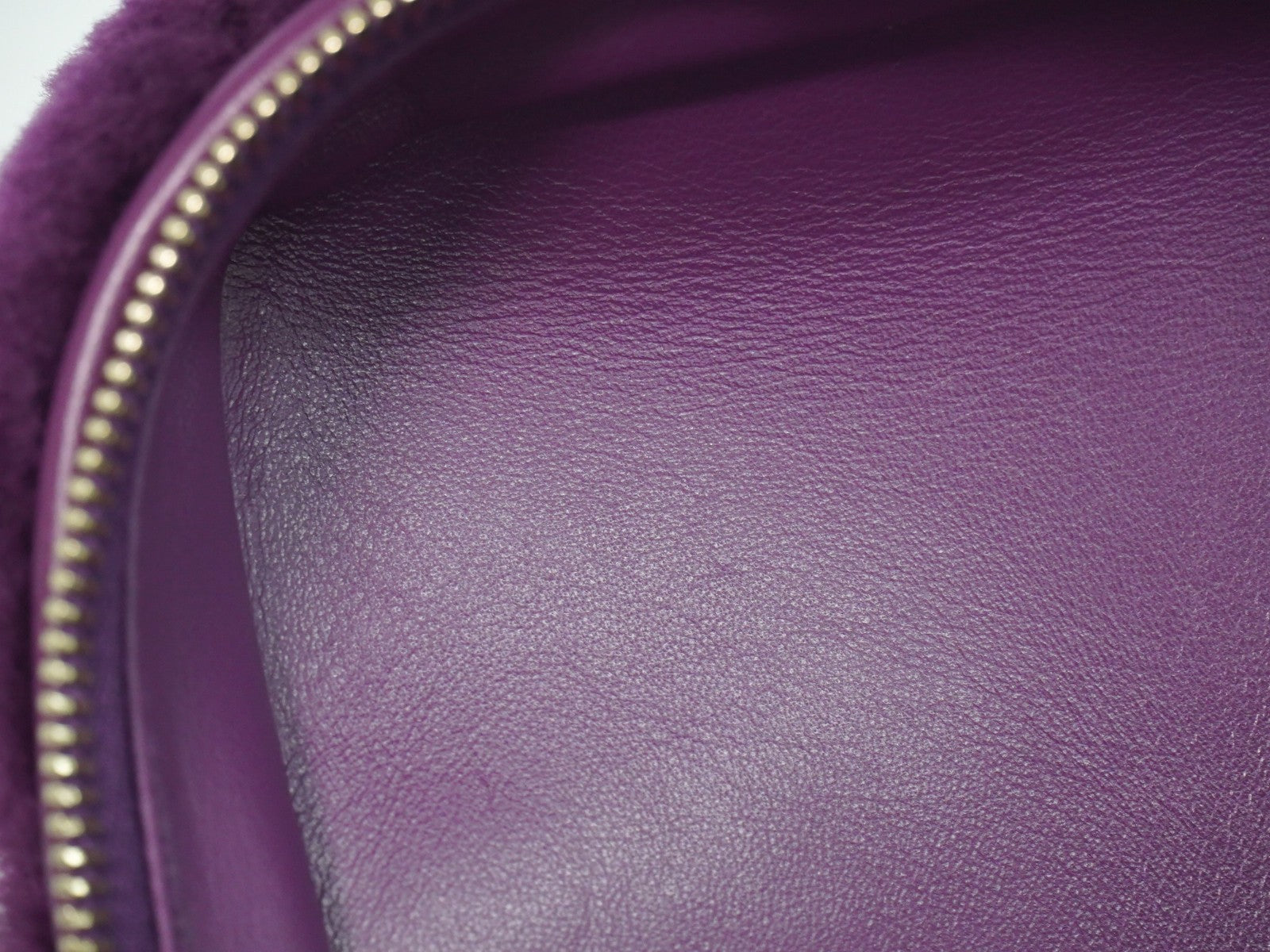Chanel Coconing Top Handle Vanity Case With Chain Quilted Shearling Purple Faux_Fur Clutche & Pouche Bag