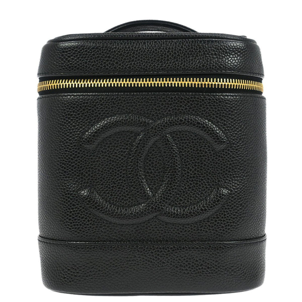 Chanel Vintage Timeless Cosmetic Case Caviar Black Leather Handbag