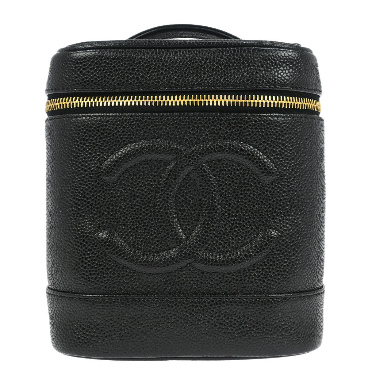 Chanel Vintage Timeless Cosmetic Case Caviar Black Leather Handbag