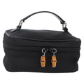 Gucci Vintage Bamboo Vanity Case Nylon Black Nylon Handbag (Pre-Owned)