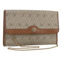 Christian Dior Vintage Honeycomb Chain Canvas Beige Canvas Shoulder Bag Bag (Pre-Owned)