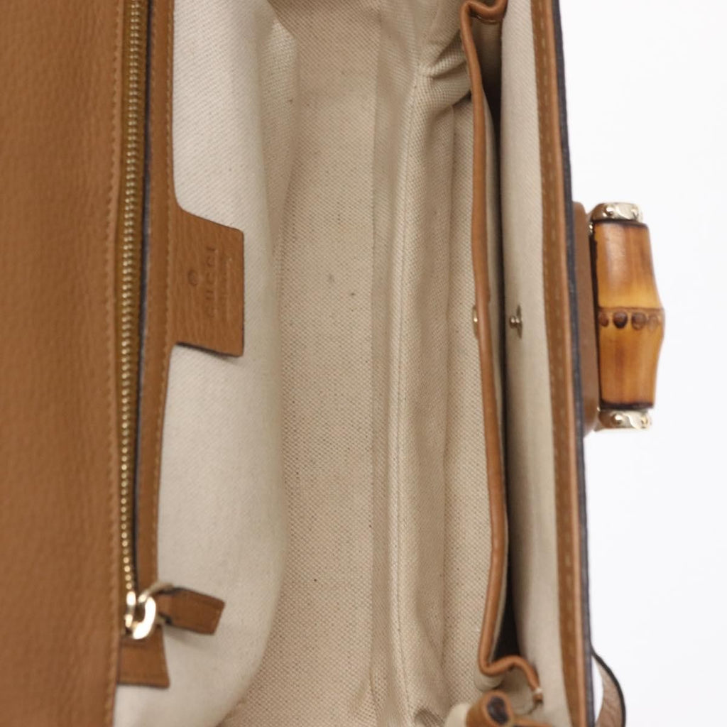 Gucci New Bamboo 1921 Top Handle Bag Leather Brown Leather Handbag (Pre-Owned)