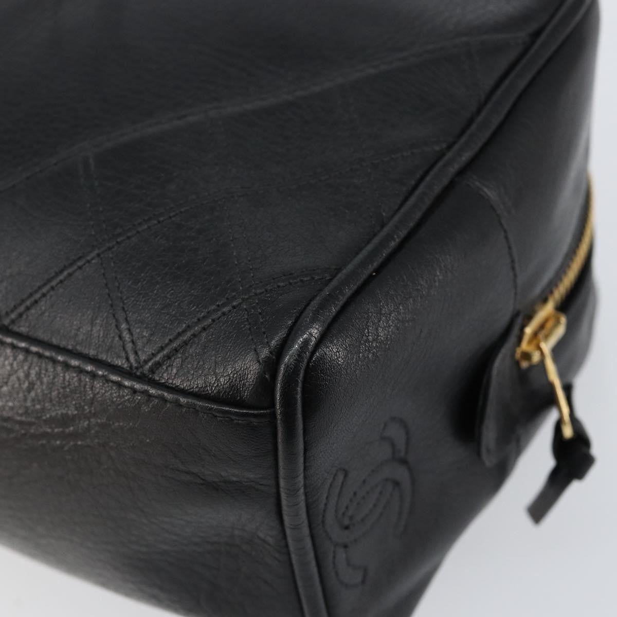 Chanel Vintage Toiletry Pouch Leather Black Leather Clutche & Pouche Bag